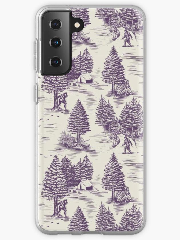 Galaxy S21+ | Bigfoot / Sasquatch Toile De Jouy In Purple Samsung Galaxy Phone Case Galaxy S21 Galaxy S21