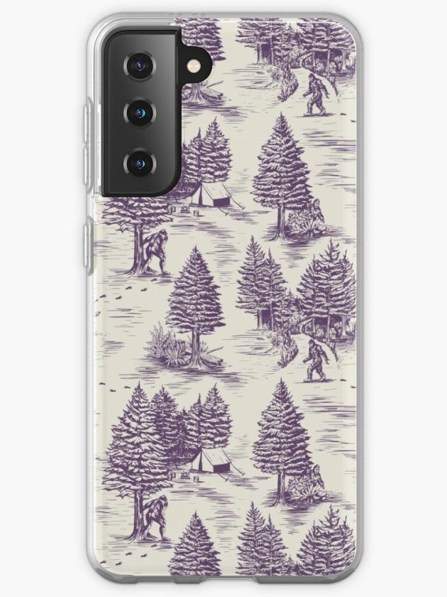 Galaxy S21 | Bigfoot / Sasquatch Toile De Jouy In Purple Samsung Galaxy Phone Case Galaxy S21 Galaxy S21