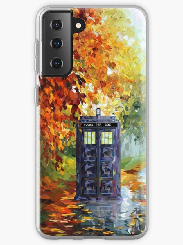 Galaxy S21+ | Blue Phone Booth With Autumn Views Samsung Galaxy Phone Case Galaxy S21 Galaxy S21