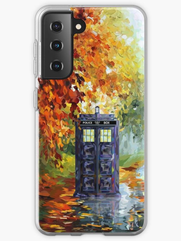 Galaxy S21 | Blue Phone Booth With Autumn Views Samsung Galaxy Phone Case Galaxy S21 Galaxy S21