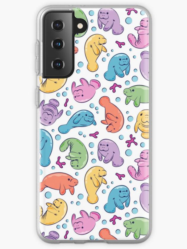 Galaxy S21+ | Cute Manatee Pattern – Colorful Underwater Pattern Samsung Galaxy Phone Case Galaxy S21 Galaxy S21