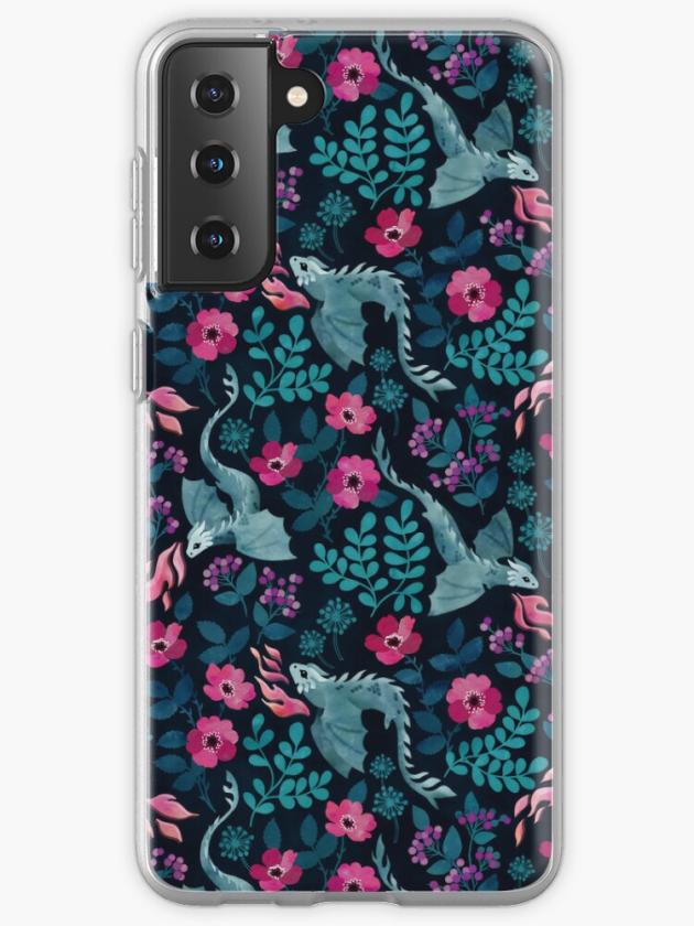 Galaxy S21+ | Dragons Floral In Dark Jewel Tones Samsung Galaxy Phone Case Galaxy S21 Galaxy S21