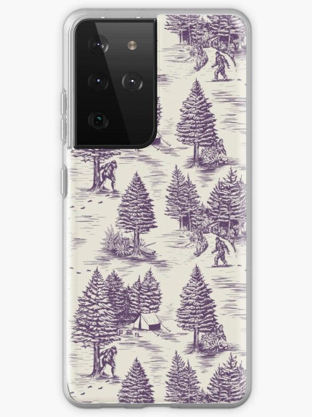 Galaxy S21 Ultra | Bigfoot / Sasquatch Toile De Jouy In Purple Samsung Galaxy Phone Case Galaxy S21 Ultra Galaxy S21 Ultra