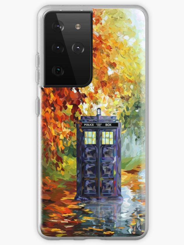 Galaxy S21 Ultra | Blue Phone Booth With Autumn Views Samsung Galaxy Phone Case Galaxy S21 Ultra Galaxy S21 Ultra