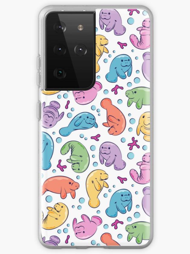 Galaxy S21 Ultra | Cute Manatee Pattern – Colorful Underwater Pattern Samsung Galaxy Phone Case Galaxy S21 Ultra Galaxy S21 Ultra