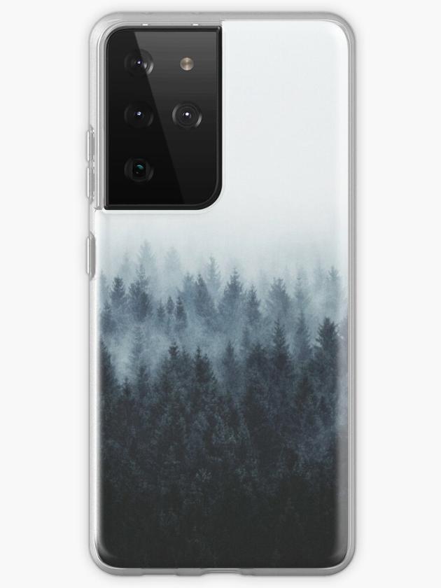 Galaxy S21 Ultra | High And Low // Romantasy Moody Wilderness Dream Forest With Cascadia Trees Covered In Magic Act Blue Fog  Samsung Galaxy Phone Case Galaxy S21 Ultra Galaxy S21 Ultra