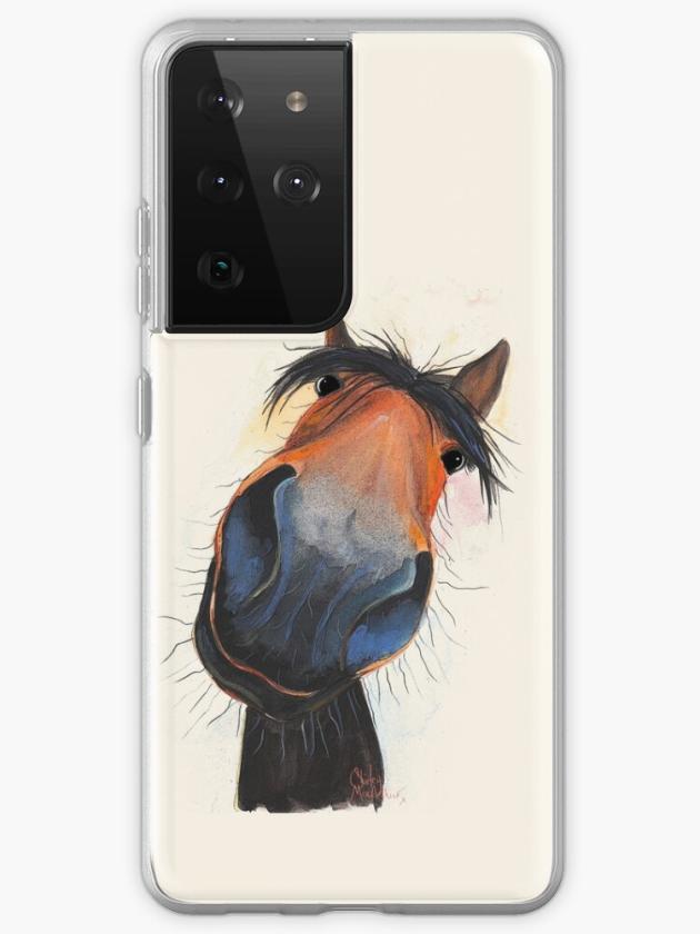 Galaxy S21 Ultra | Horse Print ‘Happy Dave’ By Shirley Macarthur Samsung Galaxy Phone Case Galaxy S21 Ultra Galaxy S21 Ultra