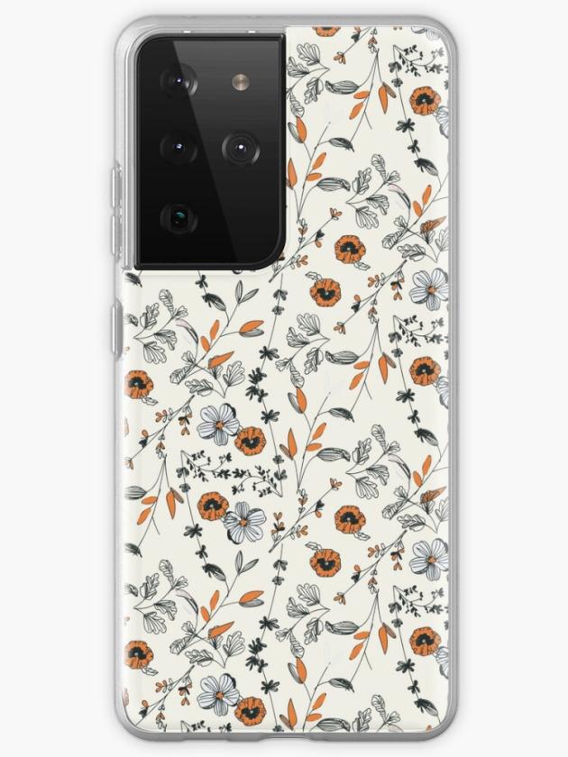 Galaxy S21 Ultra | Orange Flower Pattern Samsung Galaxy Phone Case Galaxy S21 Ultra Galaxy S21 Ultra