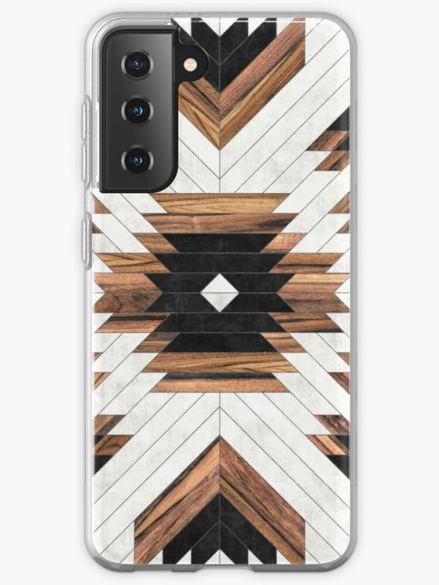 Galaxy S21 | Urban Tribal Pattern No.5 – Aztec – Concrete And Wood Samsung Galaxy Phone Case Galaxy S21 Galaxy S21