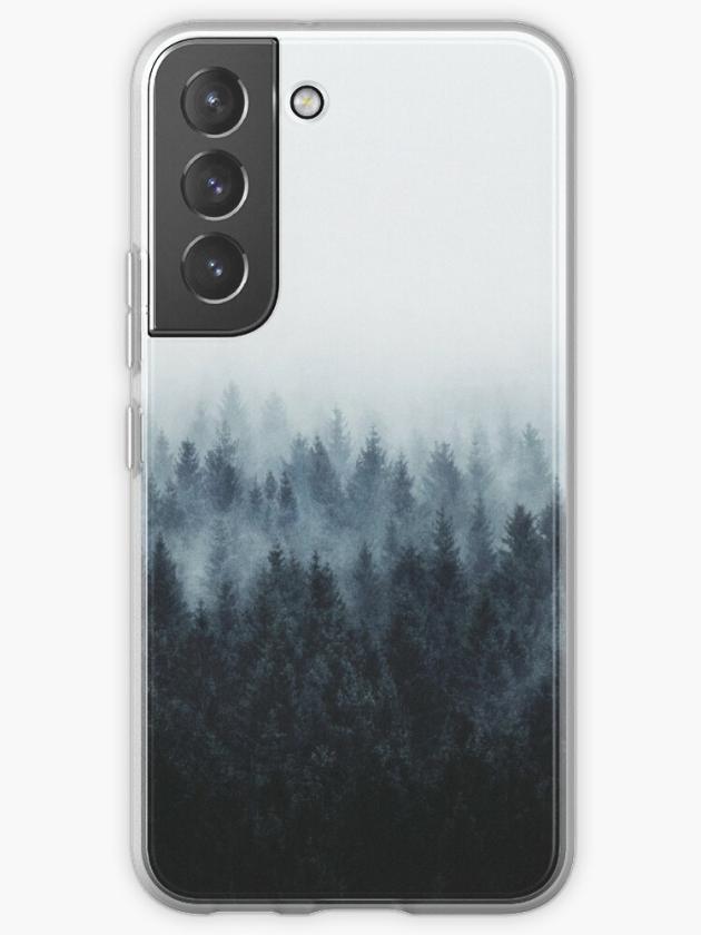 Galaxy S22 | High And Low // Romantasy Moody Wilderness Dream Forest With Cascadia Trees Covered In Magic Act Blue Fog  Samsung Galaxy Phone Case Galaxy S22 Galaxy S22