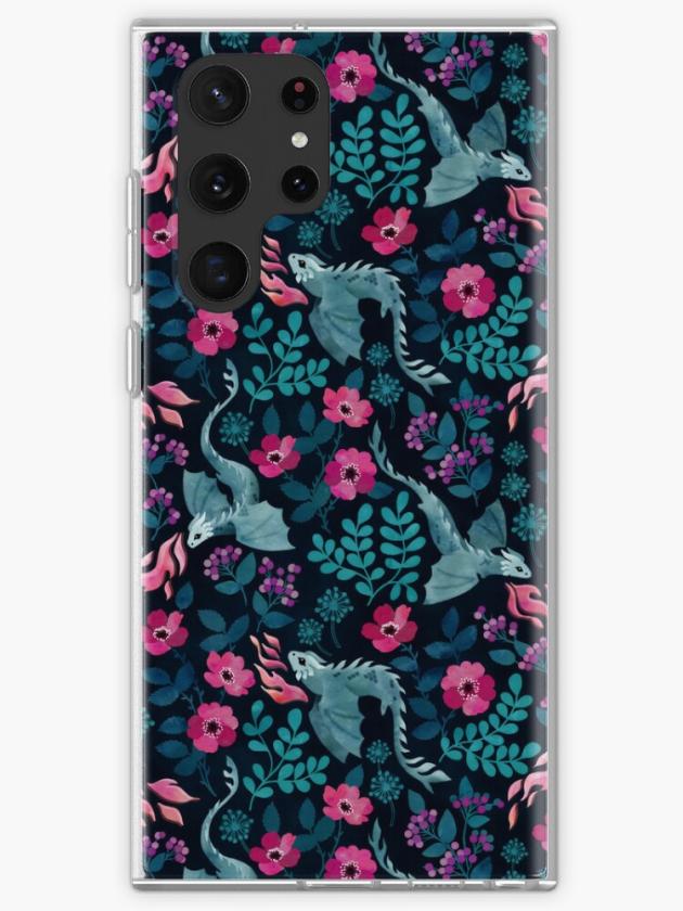 Galaxy S22 Ultra | Dragons Floral In Dark Jewel Tones Samsung Galaxy Phone Case Galaxy S22 Ultra Galaxy S22 Ultra