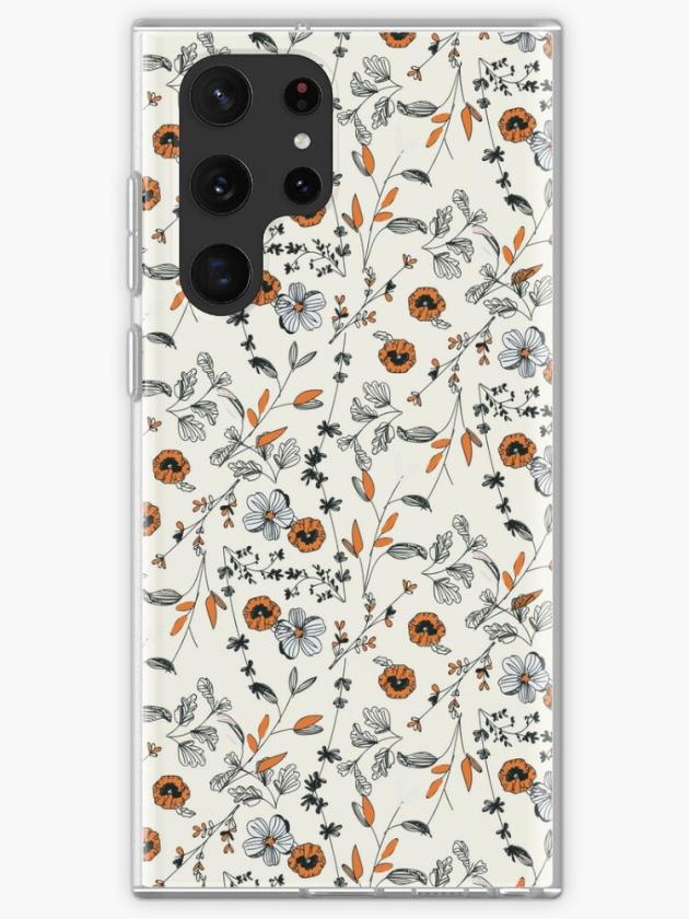 Galaxy S22 Ultra | Orange Flower Pattern Samsung Galaxy Phone Case Galaxy S22 Ultra Galaxy S22 Ultra