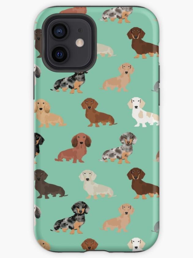 Iphone 12 | Dachshund Dog Breed Pattern Dapple Merle Black And Tan Coat Colors Iphone Case Iphone 12 Iphone 12