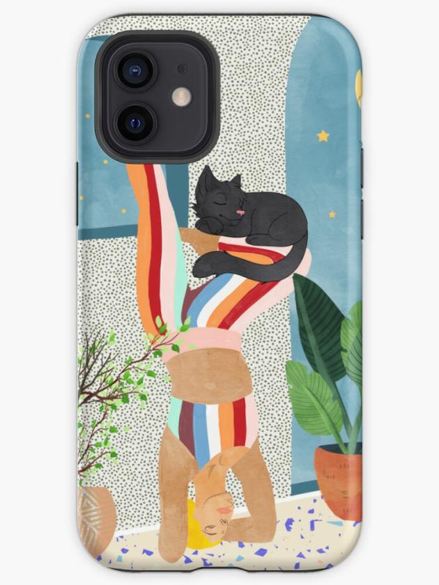 Iphone 12 | Headstand, Cat Yoga, Active Woman Workout, Eclectic Colorful Pets Terrazzo Iphone Case Iphone 12 Iphone 12