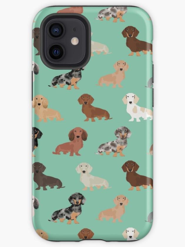 Iphone 12 Mini | Dachshund Dog Breed Pattern Dapple Merle Black And Tan Coat Colors Iphone Case Iphone 12 Mini Iphone 12 Mini