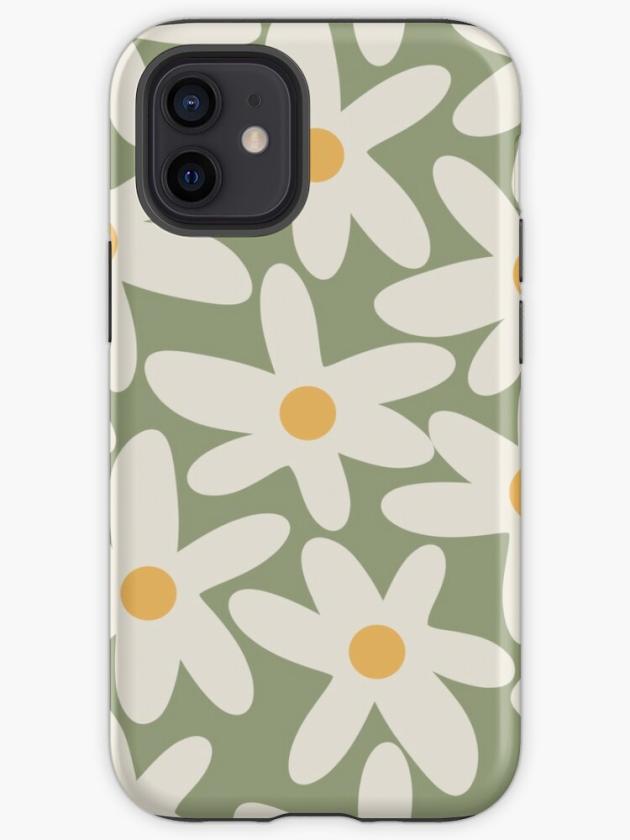 Iphone 12 Mini | Daisy Time Retro Flower Pattern Sage Green Beige Mustard Iphone Case Iphone 12 Mini Iphone 12 Mini