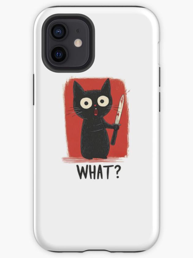 Iphone 12 Mini | Red-Eyed Cat With Knife – Menacing Look Iphone Case Iphone 12 Mini Iphone 12 Mini