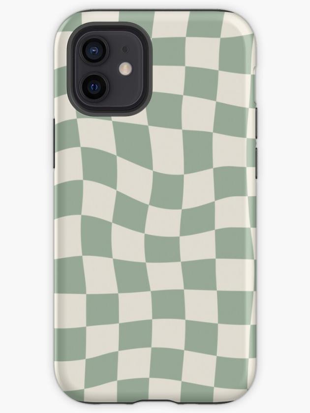 Iphone 12 Mini | Sage Green Warped Checkered Pattern Checkerboard Iphone Case Iphone 12 Mini Iphone 12 Mini