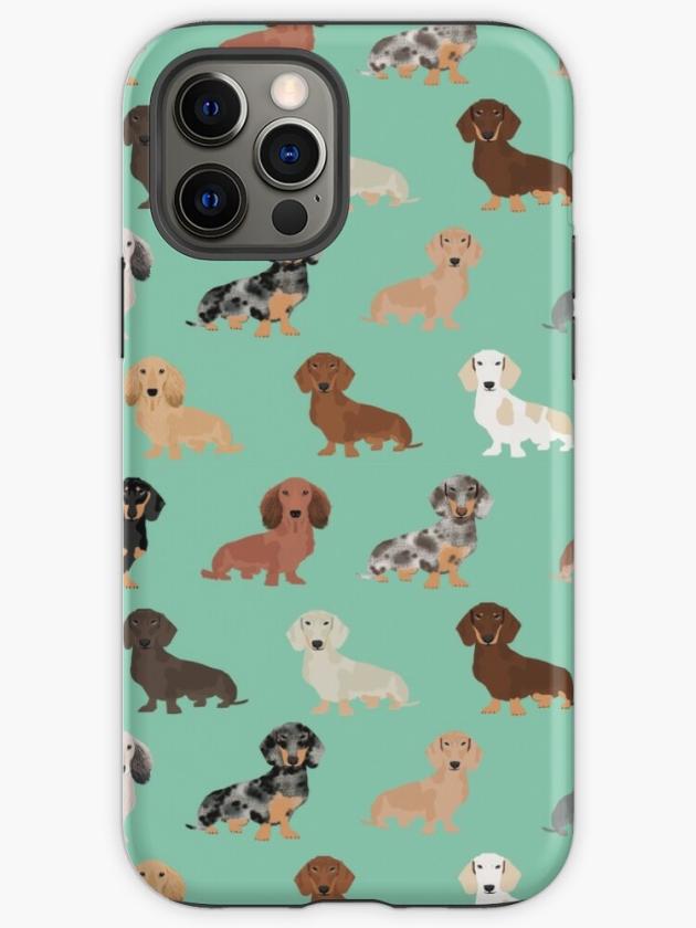 Iphone 12 Pro | Dachshund Dog Breed Pattern Dapple Merle Black And Tan Coat Colors Iphone Case Iphone 12 Pro Iphone 12 Pro