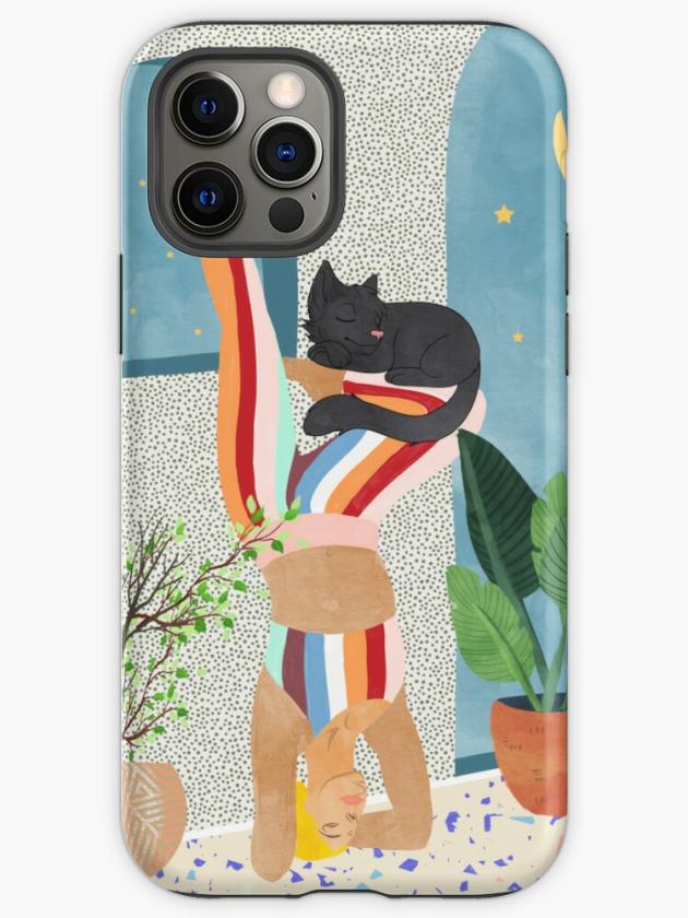 Iphone 12 Pro | Headstand, Cat Yoga, Active Woman Workout, Eclectic Colorful Pets Terrazzo Iphone Case Iphone 12 Pro Iphone 12 Pro