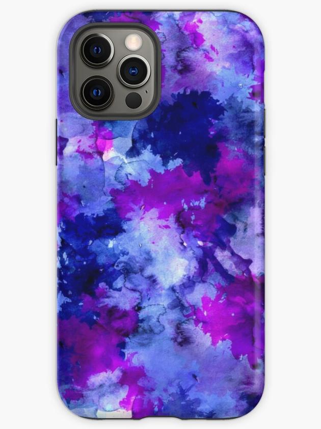 Iphone 12 Pro | Modern Blue Purple Watercolor Brushstrokes Iphone Case Iphone 12 Pro Iphone 12 Pro