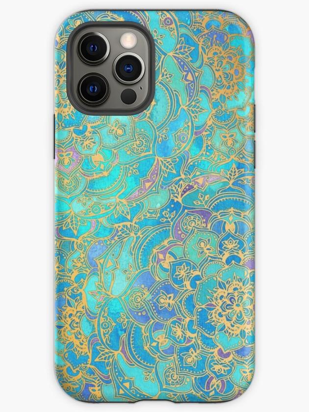 Iphone 12 Pro | Sapphire & Jade Stained Glass Mandalas Iphone Case Iphone 12 Pro Iphone 12 Pro