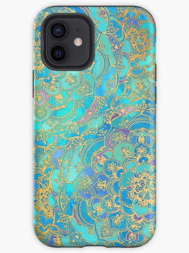 Iphone 12 | Sapphire & Jade Stained Glass Mandalas Iphone Case Iphone 12 Iphone 12