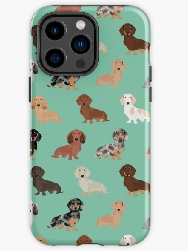 Iphone 14 Pro Max | Dachshund Dog Breed Pattern Dapple Merle Black And Tan Coat Colors Iphone Case Iphone 14 Pro Max Iphone 14 Pro Max