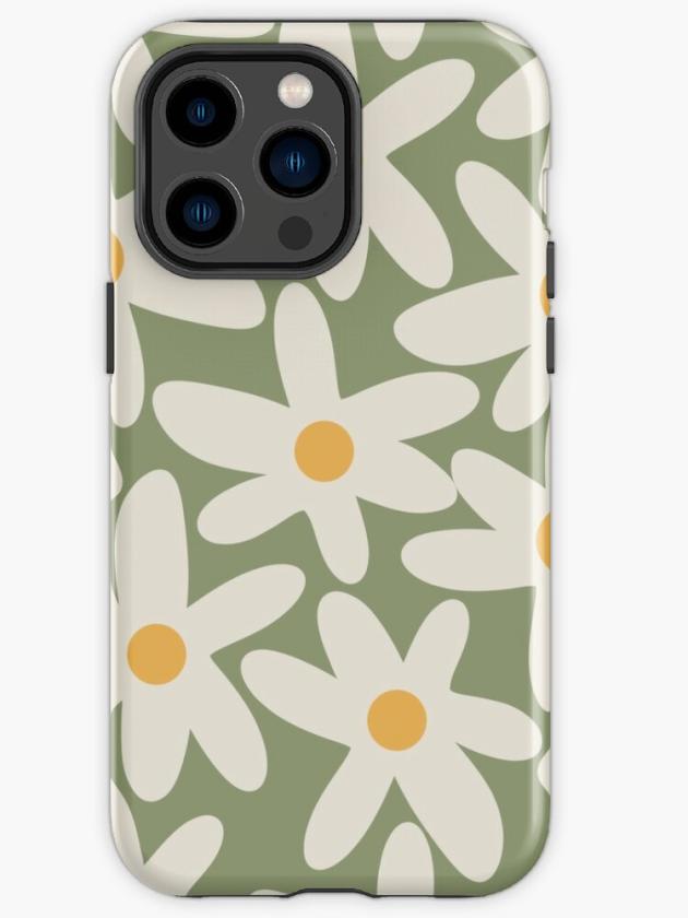 Iphone 14 Pro Max | Daisy Time Retro Flower Pattern Sage Green Beige Mustard Iphone Case Iphone 14 Pro Max Iphone 14 Pro Max