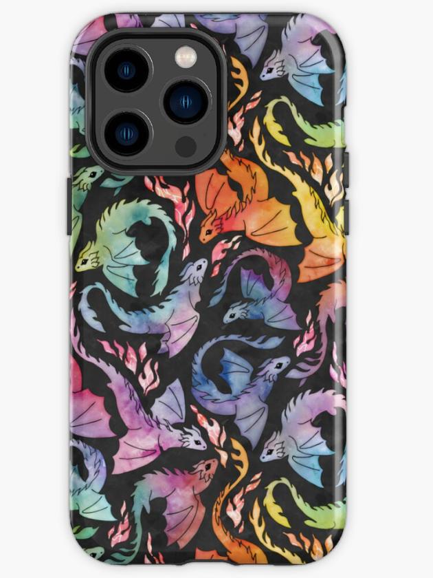 Iphone 14 Pro Max | Dragon Fire Dark Rainbow Iphone Case Iphone 14 Pro Max Iphone 14 Pro Max