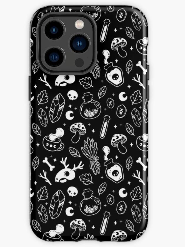 Iphone 14 Pro Max | Witchy Ingredients // Black And White | Nikury Iphone Case Iphone 14 Pro Max Iphone 14 Pro Max