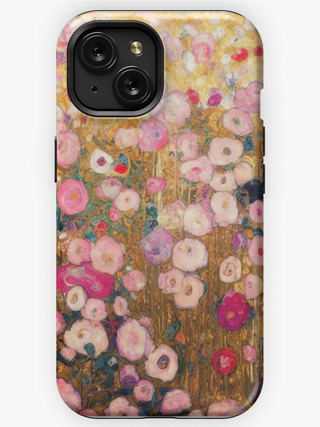 Iphone 15 | Gustav Klimt Pink Flower Garden Iphone Case Iphone 15 Iphone 15