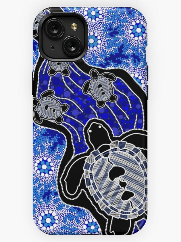 Iphone 15 Plus | Authentic Aboriginal Art – Baby Sea Turtles Iphone Case Iphone 15 Plus Iphone 15 Plus