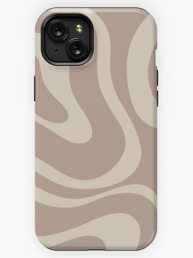 Iphone 15 Plus | Liquid Swirl Retro Abstract Pattern In Creamy Cocoa Iphone Case Iphone 15 Plus Iphone 15 Plus