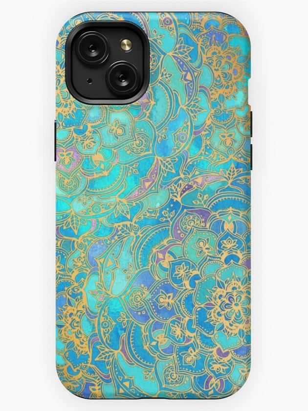 Iphone 15 Plus | Sapphire & Jade Stained Glass Mandalas Iphone Case Iphone 15 Plus Iphone 15 Plus