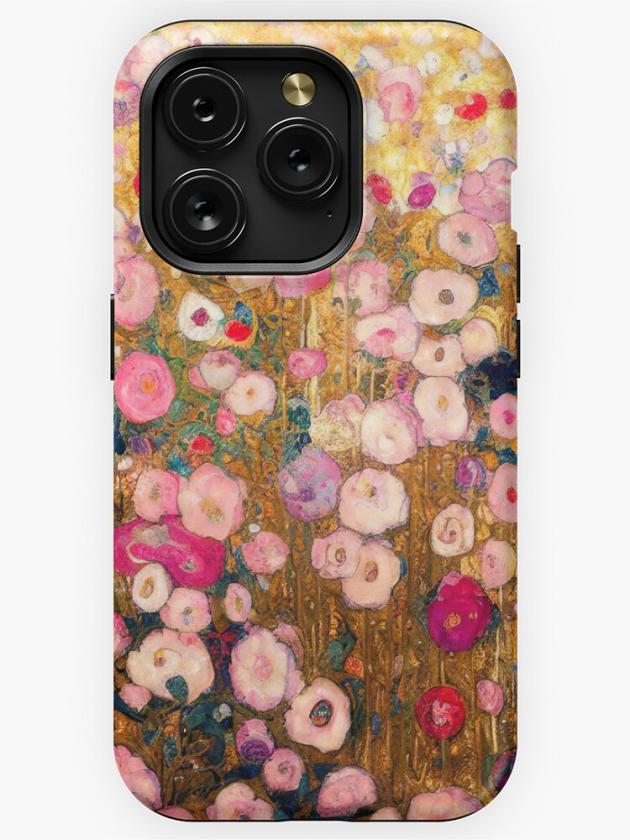 Iphone 15 Pro | Gustav Klimt Pink Flower Garden Iphone Case Iphone 15 Pro Iphone 15 Pro