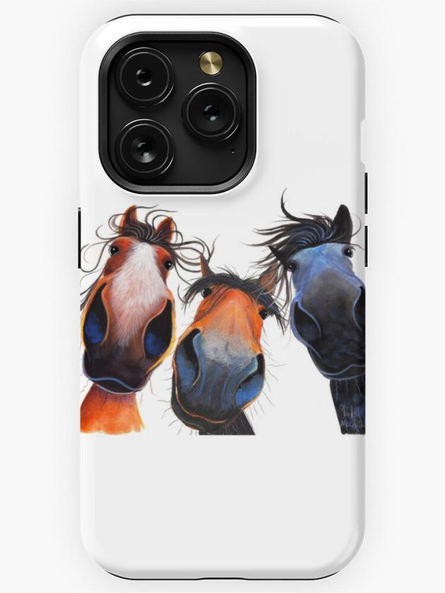 Iphone 15 Pro | Happy Horse Print ‘ Who Left The Gate Open ? ‘ By Shirley Macarthur Iphone Case Iphone 15 Pro Iphone 15 Pro