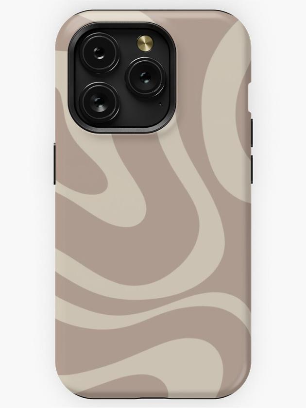 Iphone 15 Pro | Liquid Swirl Retro Abstract Pattern In Creamy Cocoa Iphone Case Iphone 15 Pro Iphone 15 Pro