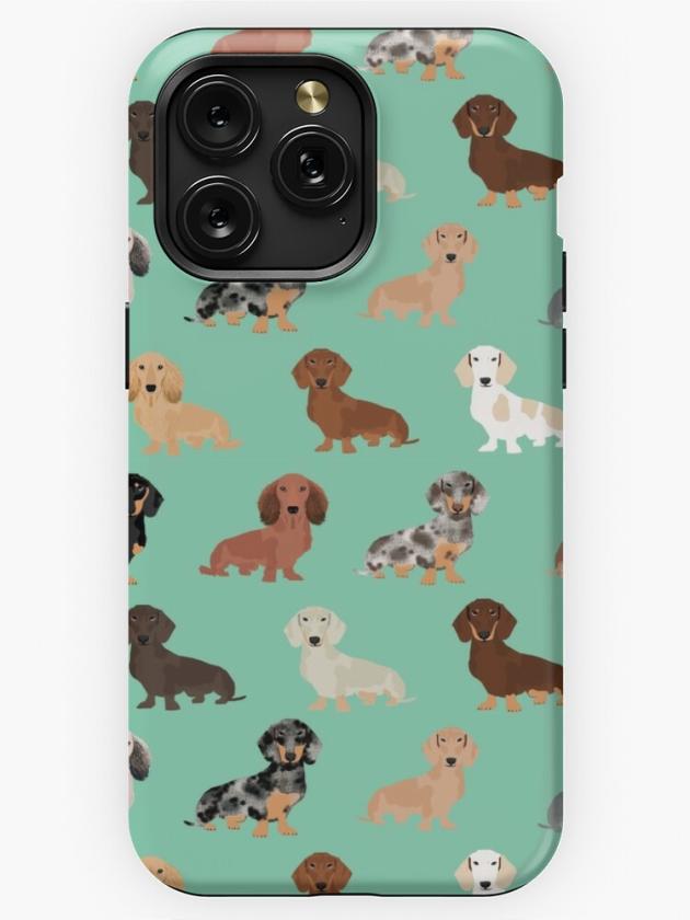 Iphone 15 Pro Max | Dachshund Dog Breed Pattern Dapple Merle Black And Tan Coat Colors Iphone Case Iphone 15 Pro Max Iphone 15 Pro Max