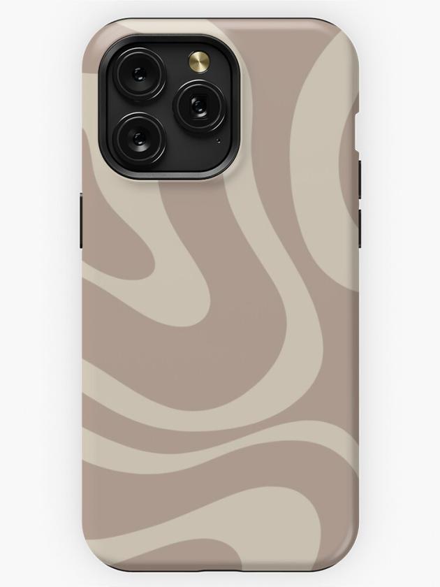 Iphone 15 Pro Max | Liquid Swirl Retro Abstract Pattern In Creamy Cocoa Iphone Case Iphone 15 Pro Max Iphone 15 Pro Max