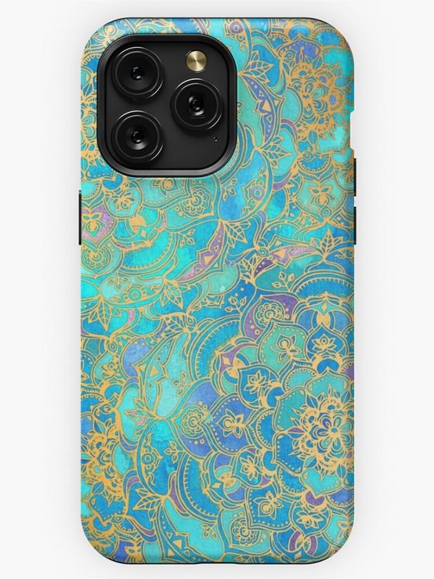 Iphone 15 Pro Max | Sapphire & Jade Stained Glass Mandalas Iphone Case Iphone 15 Pro Max Iphone 15 Pro Max