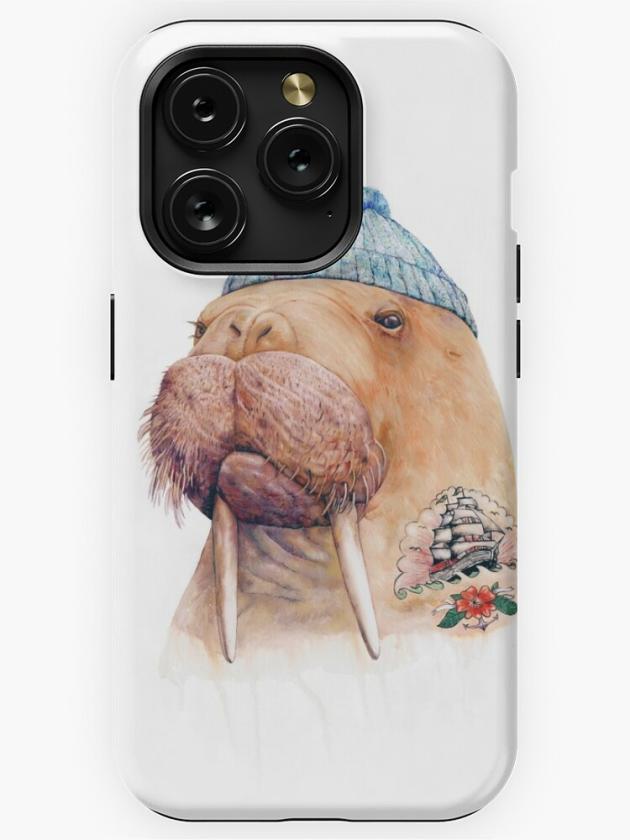 Iphone 15 Pro | Tattooed Walrus Iphone Case Iphone 15 Pro Iphone 15 Pro