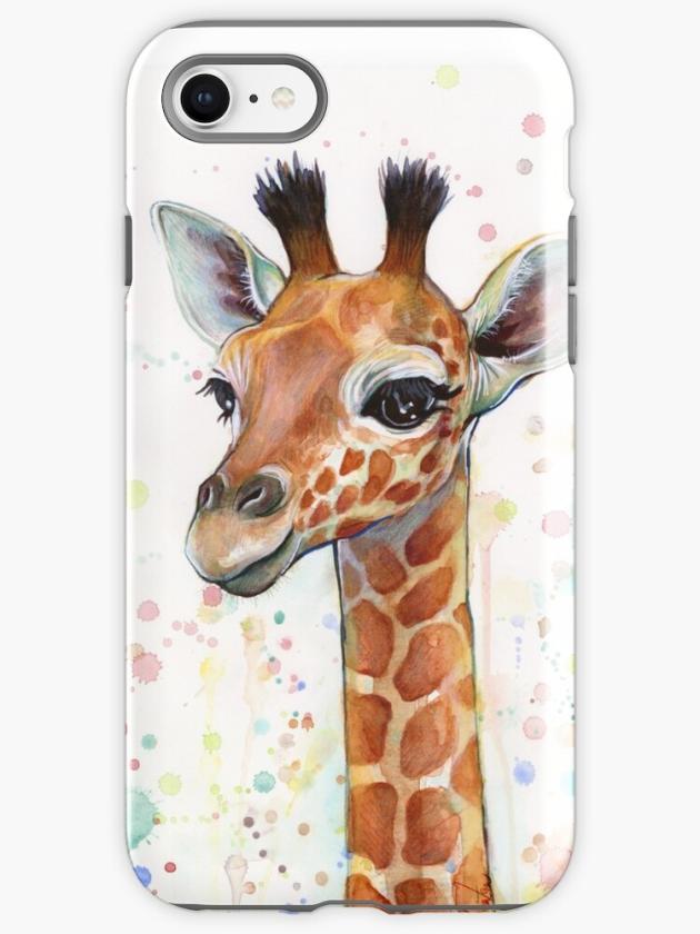 Iphone 8 | Baby Giraffe Watercolor Painting, Nursery Art Iphone Case Iphone 8 Iphone 8