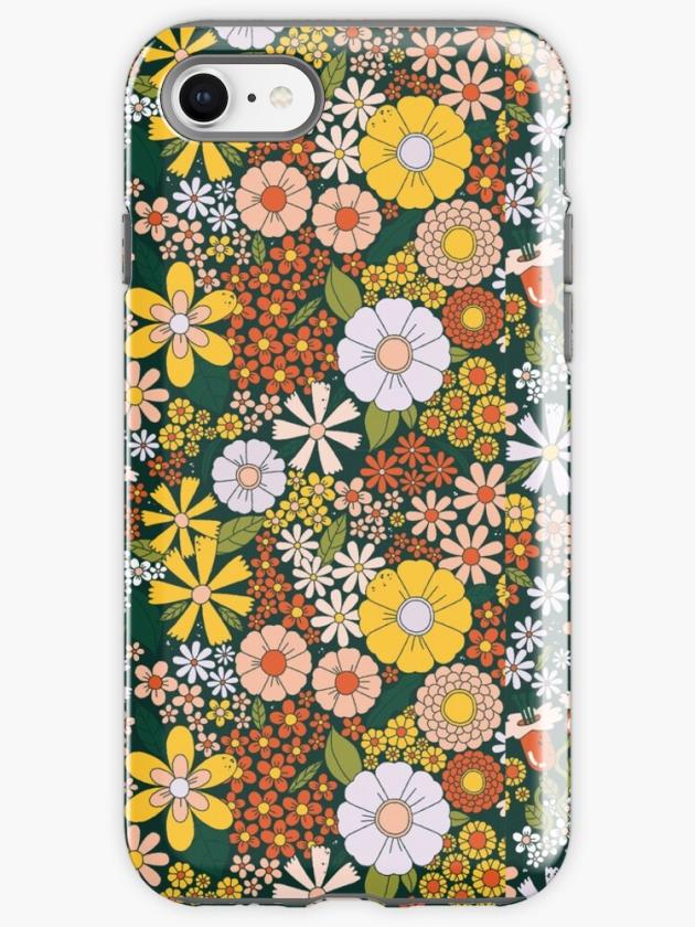 Iphone 8 | Retro 70S Green Flower Pattern Iphone Case Iphone 8 Iphone 8