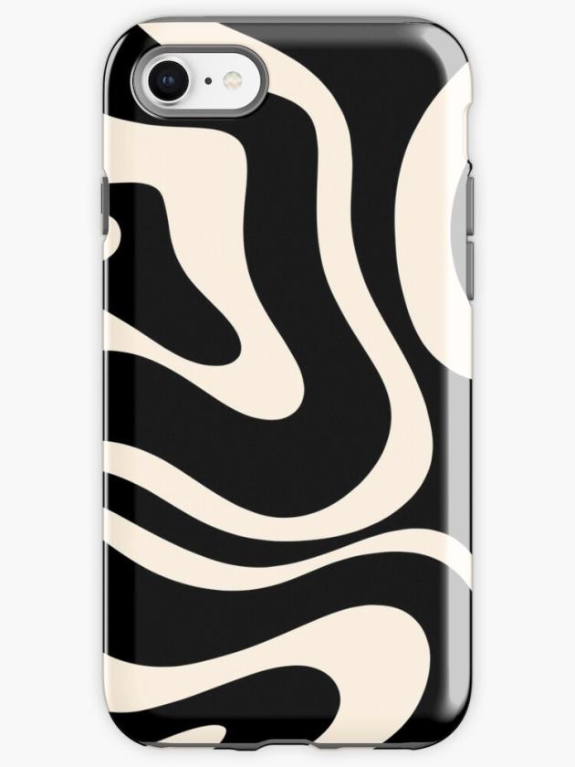 Iphone Se | Modern Liquid Swirl Abstract Pattern Square In Black And Almond Cream Iphone Case Iphone Cases Iphone Se