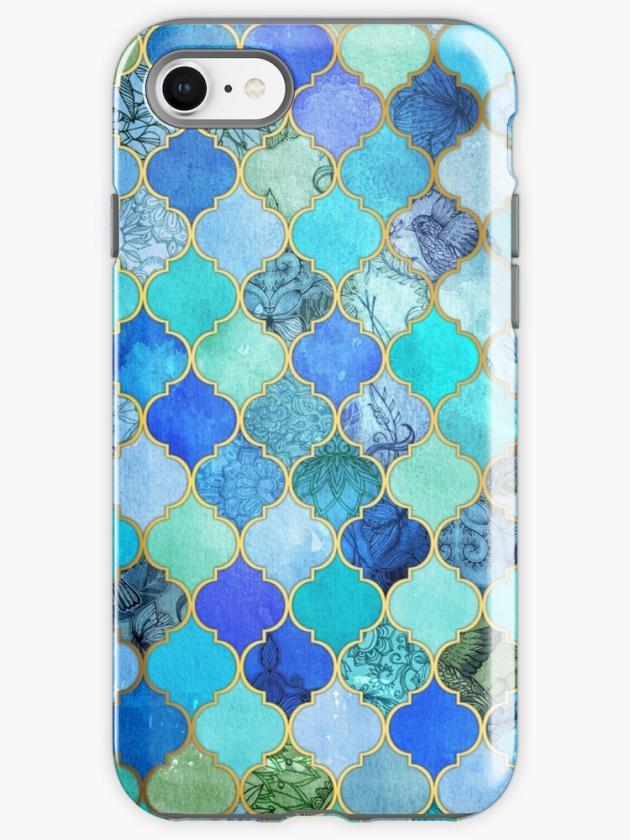 Iphone Se | Cobalt Blue, Aqua & Gold Decorative Moroccan Tile Pattern Iphone Case Iphone Cases Iphone Se